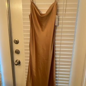 Dark Gold Red Dress Boutique Midi Satin Dress (bridesmaid)